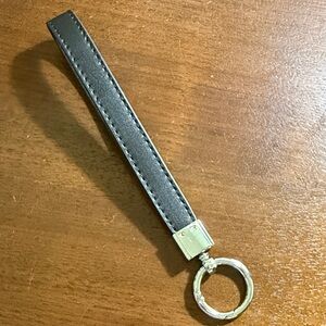 Black leather, long wristlet key holder